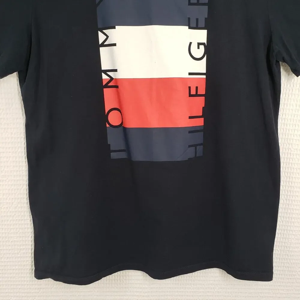 Tommy Hilfiger T-Shirt Mens XL Blue Logo Short Sleeve Crew Neck Graphic Tee Flag - Picture 15 of 16